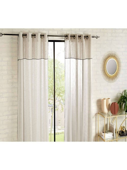 Voilage à volant avec surpiqûre noire - Kiabi