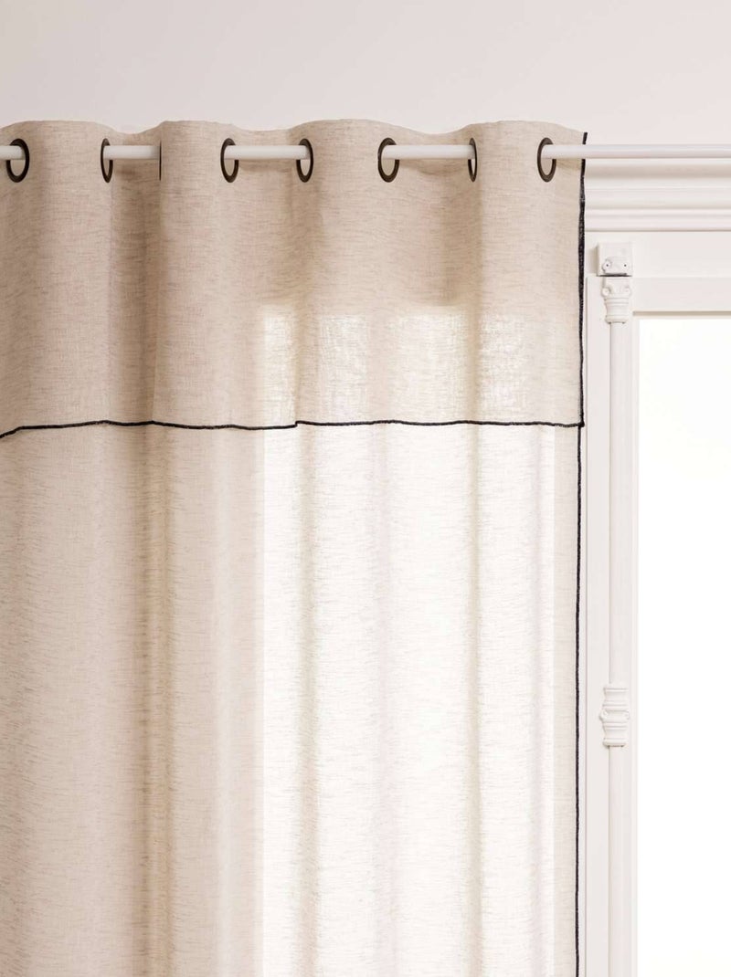 Voilage à volant avec surpiqûre noire Beige - Kiabi
