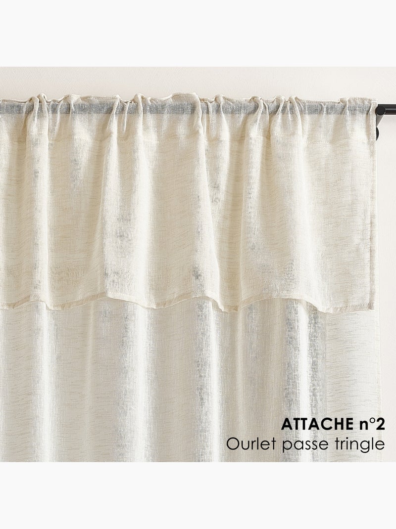 Voilage accroche 3-en-1  avec volant LUZ Beige clair - Kiabi