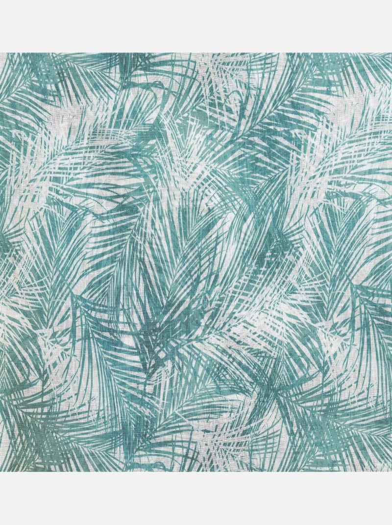 Voilage ambiance tropicale motif feuille de palme Vert d'eau - Kiabi