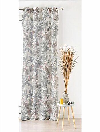 Voilage ambiance tropicale motif feuille exotique vintage