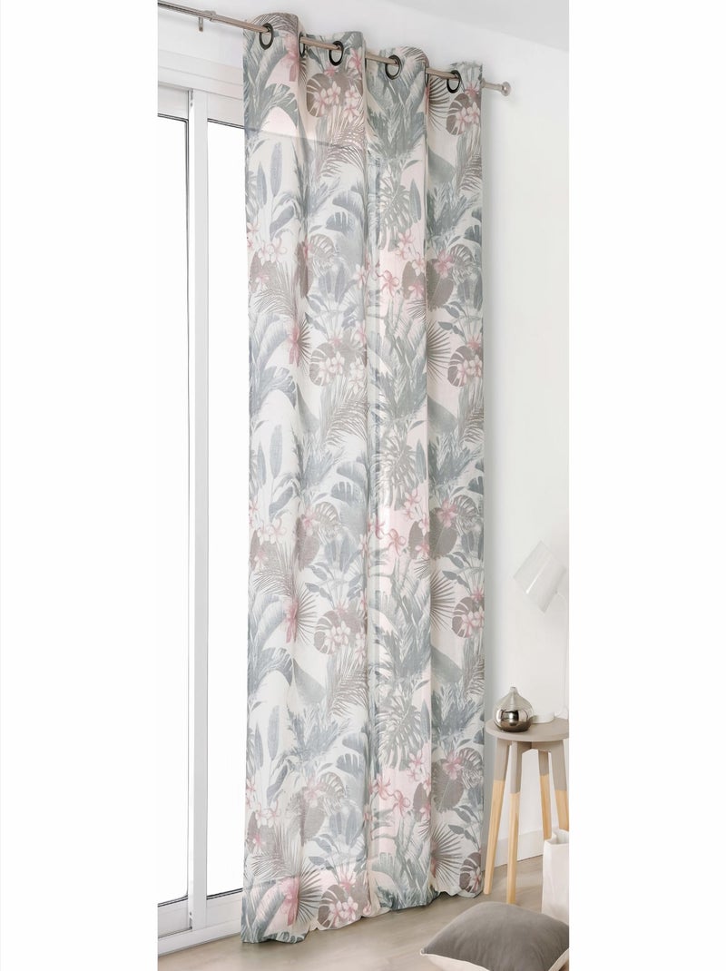 Voilage ambiance tropicale motif feuille exotique vintage Gris - Kiabi