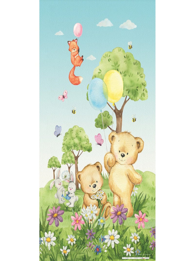 Voilage Animaux de la foret - ourson, renard, lapin en couleur - 1 pièce - L 140 cm x H 245 cm Multicolore - Kiabi