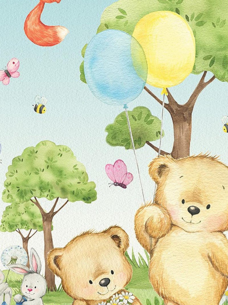 Voilage Animaux de la foret - ourson, renard, lapin en couleur - 1 pièce - L 140 cm x H 245 cm Multicolore - Kiabi