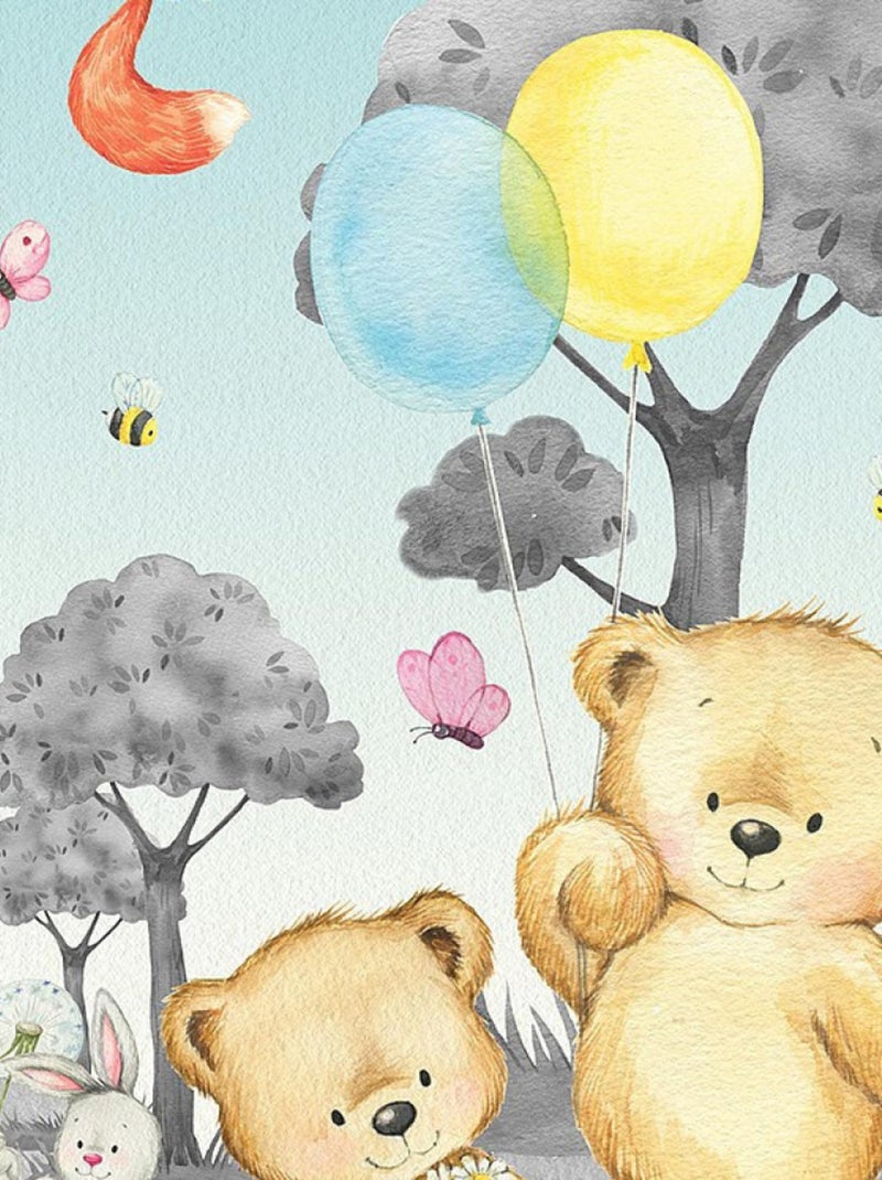 Voilage Animaux de la foret - ourson, renard, lapin en noir et blanc - 1 pièce - L 140 cm x H 245 cm Multicolore - Kiabi