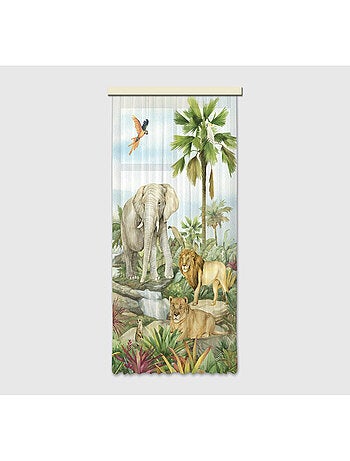 Voilage Animaux de la jungle - Éléphant, lion, perroquet en couleur - 1 pièce - L 140 cm x H 245 cm