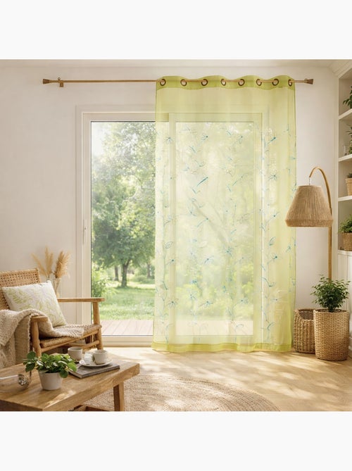 Voilage anis et broderie fil satiné - Kiabi