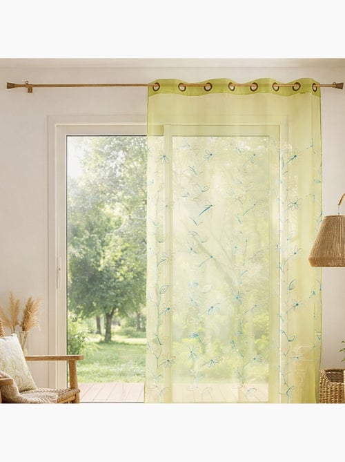 Voilage anis et broderie fil satiné - Kiabi