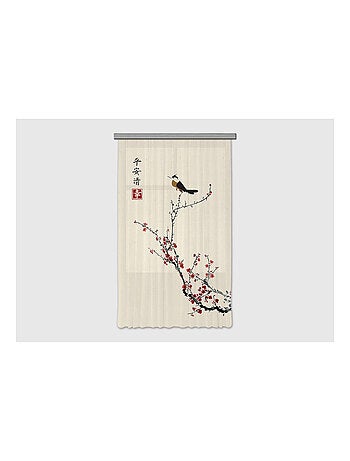 Voilage arbre japonais avec oiseau - 1 pièce - L 140 cm x H 245 cm