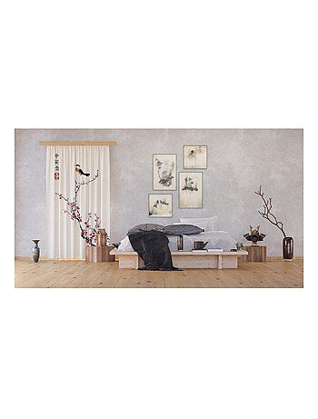 Voilage arbre japonais avec oiseau - 1 pièce - L 140 cm x H 245 cm