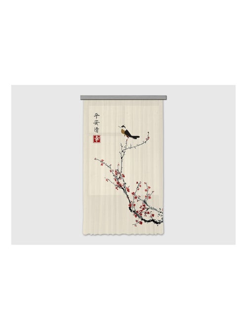 Voilage arbre japonais avec oiseau - 1 pièce - L 140 cm x H 245 cm - Kiabi
