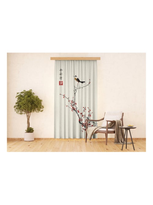 Voilage arbre japonais avec oiseau - 1 pièce - L 140 cm x H 245 cm - Kiabi