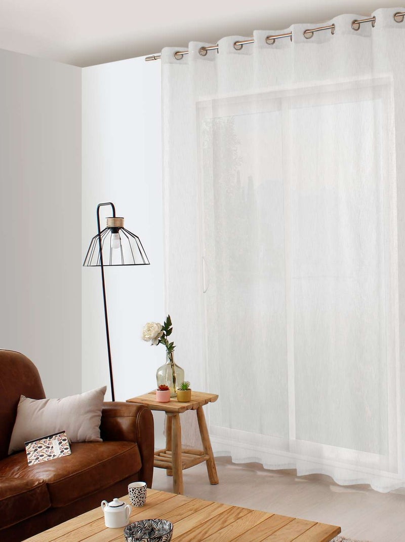 Voilage aspect lin grande largeur MAYA Blanc - Kiabi
