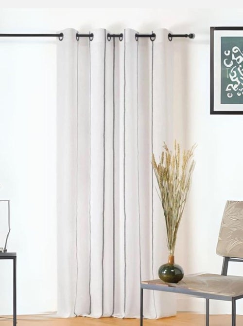 Voilage aux fines rayures noires - Kiabi