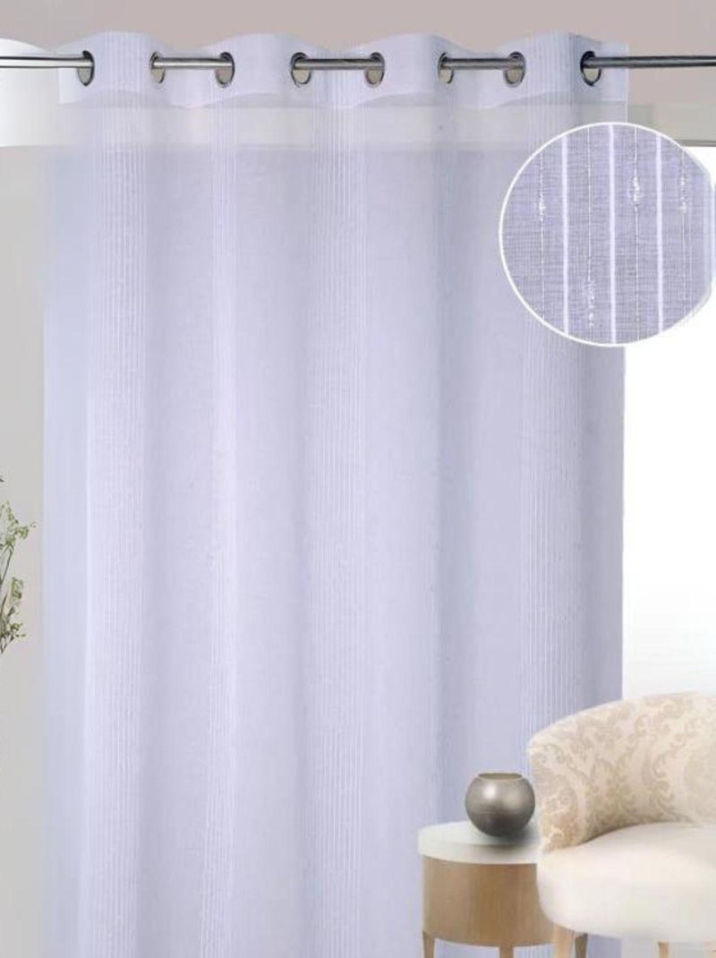 Voilage avec de fines rayures en fils métal argenté Violet - Kiabi