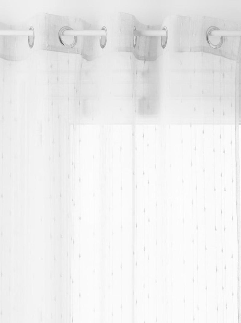 Voilage avec fines rayures verticales à oeillets Blanc - Kiabi