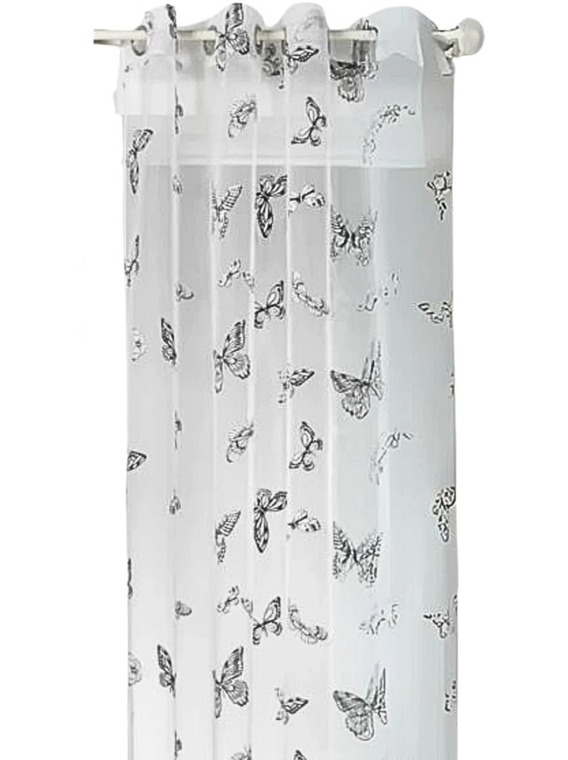 Voilage avec imprimé papillons nature Blanc - Kiabi