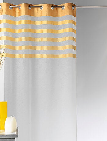 Voilage avec parement à rayures satinées et colorées