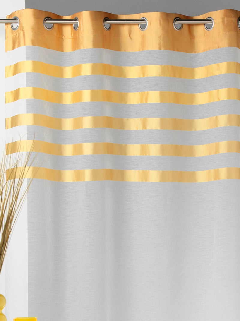 Voilage avec parement à rayures satinées et colorées Jaune - Kiabi