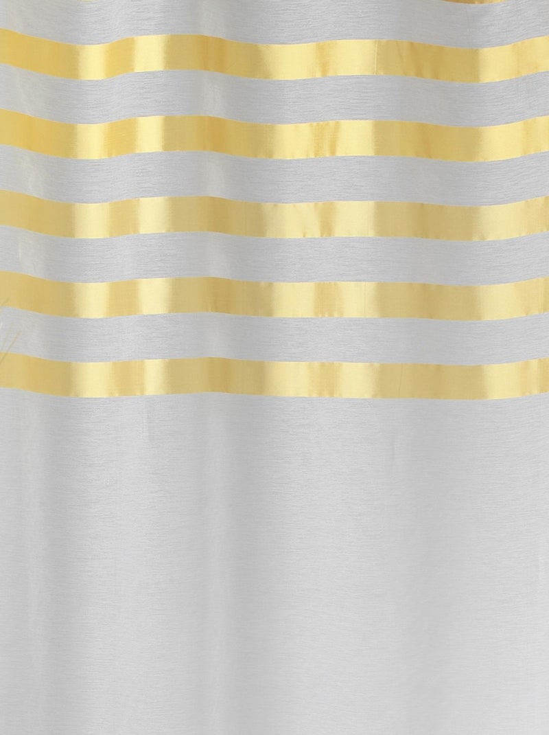 Voilage avec parement à rayures satinées et colorées Jaune - Kiabi