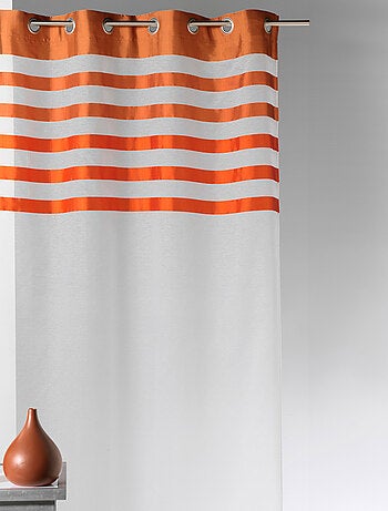 Voilage avec parement à rayures satinées et colorées