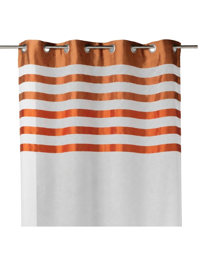 Voilage avec parement à rayures satinées et colorées Orange - Kiabi