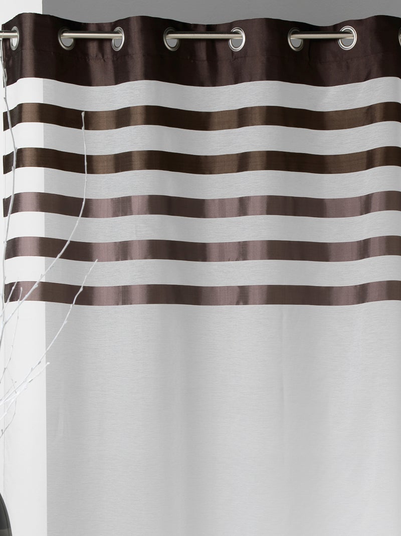 Voilage avec parement à rayures satinées et colorées Taupe - Kiabi