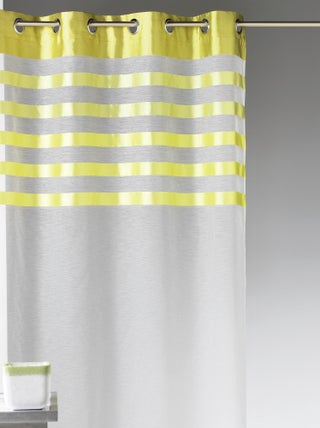Voilage avec parement à rayures satinées et colorées