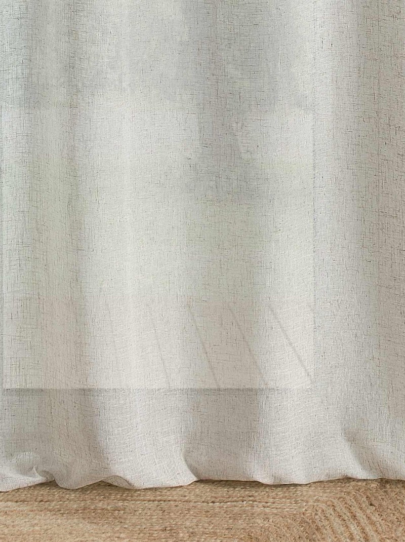Voilage avec parement en jute et pompons Beige - Kiabi