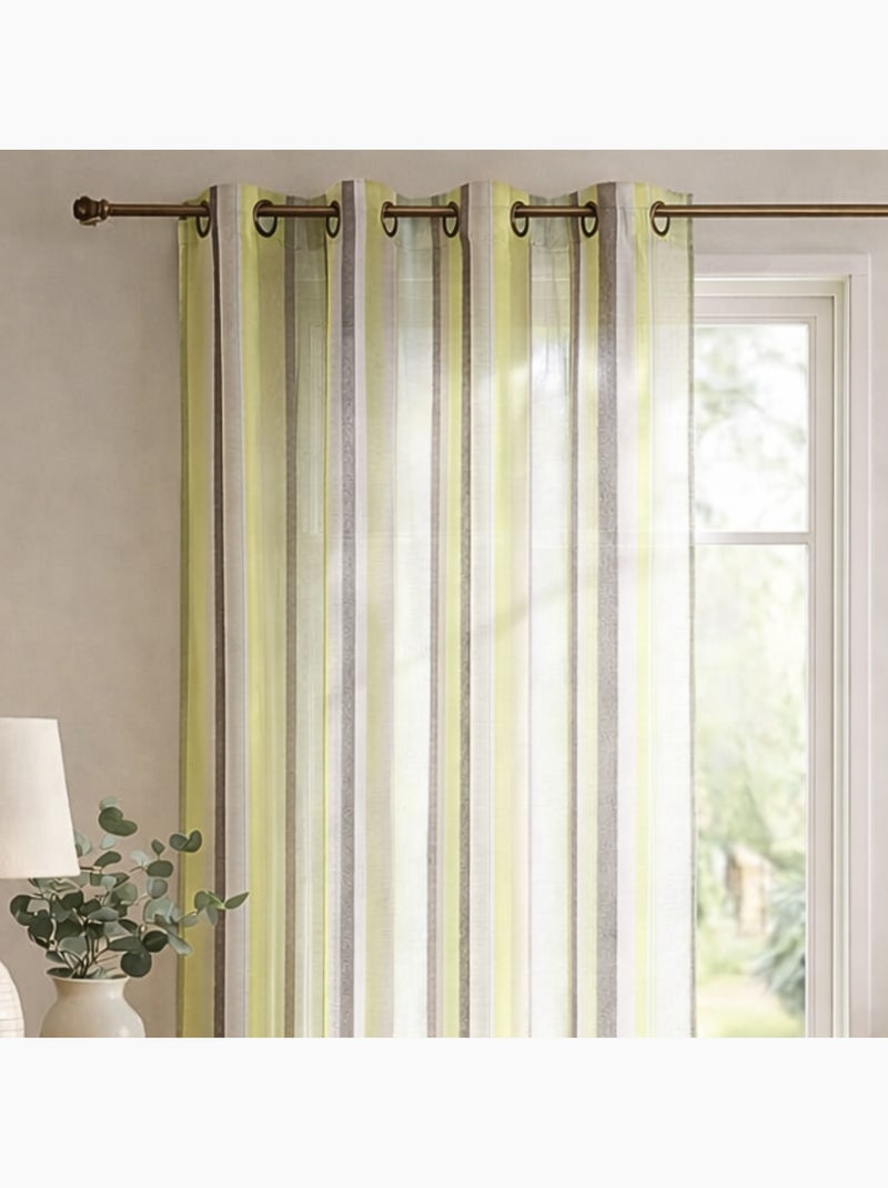 Voilage avec Rayures Verticales colorées Taupe - Kiabi