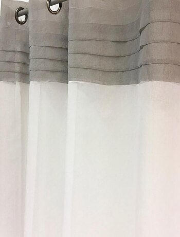 Voilage avec tête de rideau à plis gris
