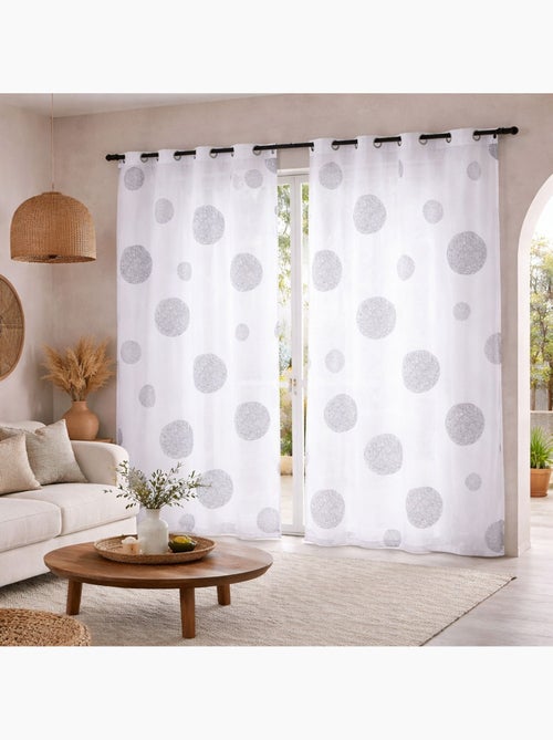 Voilage  blanc broderie rond - Kiabi