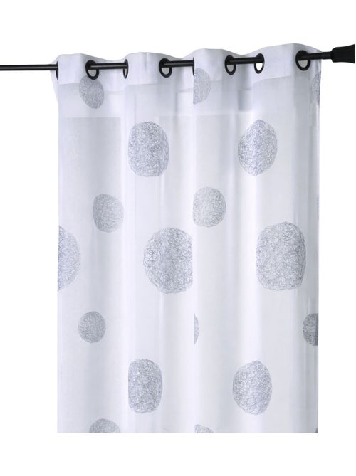 Voilage  blanc broderie rond - Kiabi
