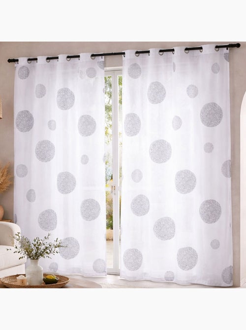 Voilage  blanc broderie rond - Kiabi