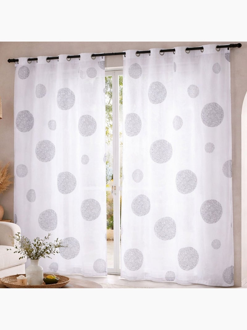 Voilage  blanc broderie rond Blanc cassé - Kiabi