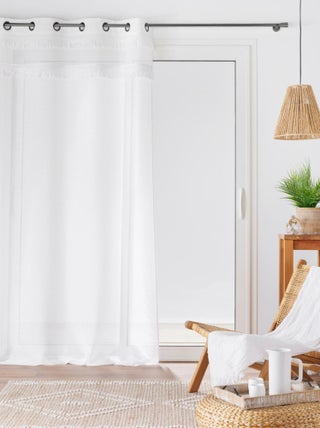 Voilage blanc frangé 140x240cm