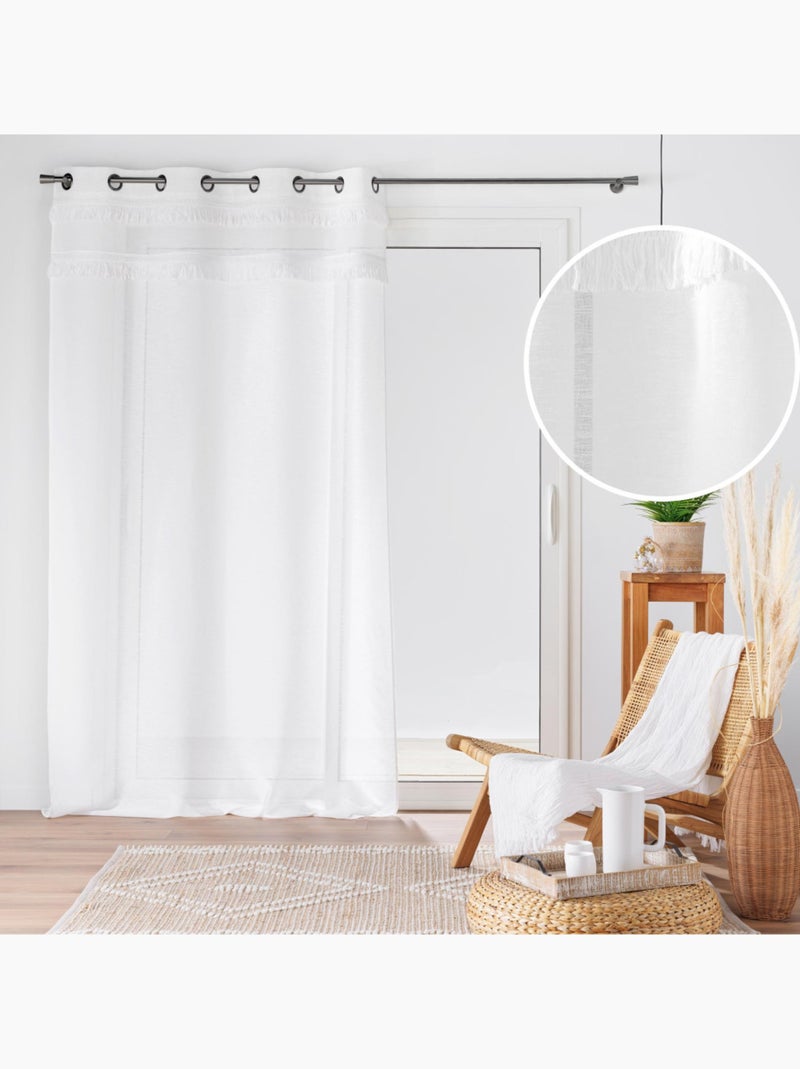 Voilage blanc frangé 140x240cm Blanc - Kiabi