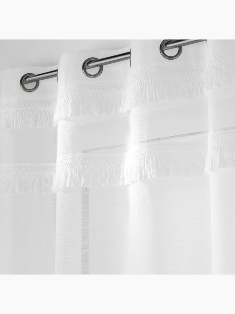 Voilage blanc frangé 140x240cm Blanc - Kiabi