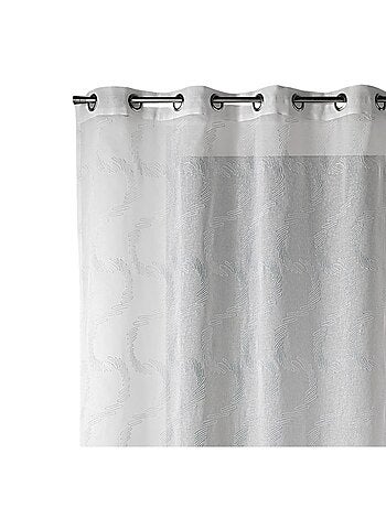Voilage blanc motifs ondulés brodés