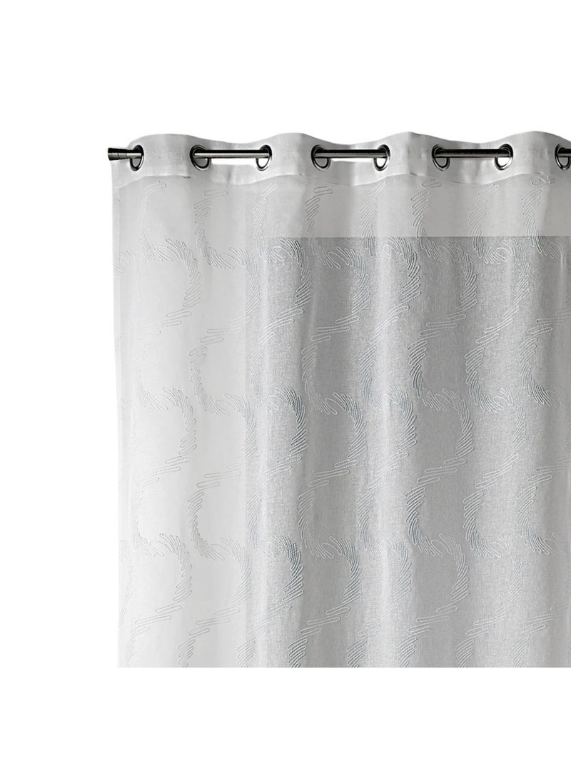 Voilage blanc motifs ondulés brodés Blanc - Kiabi