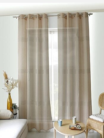 Voilage bohème à bandes ajourées