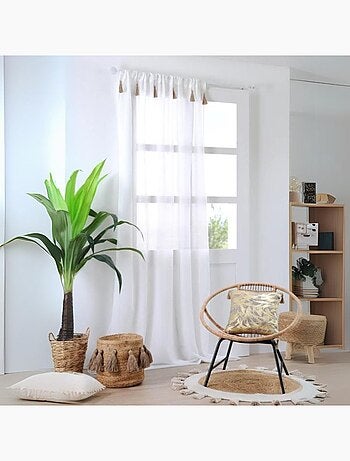 Voilage bohème à pompons en jute