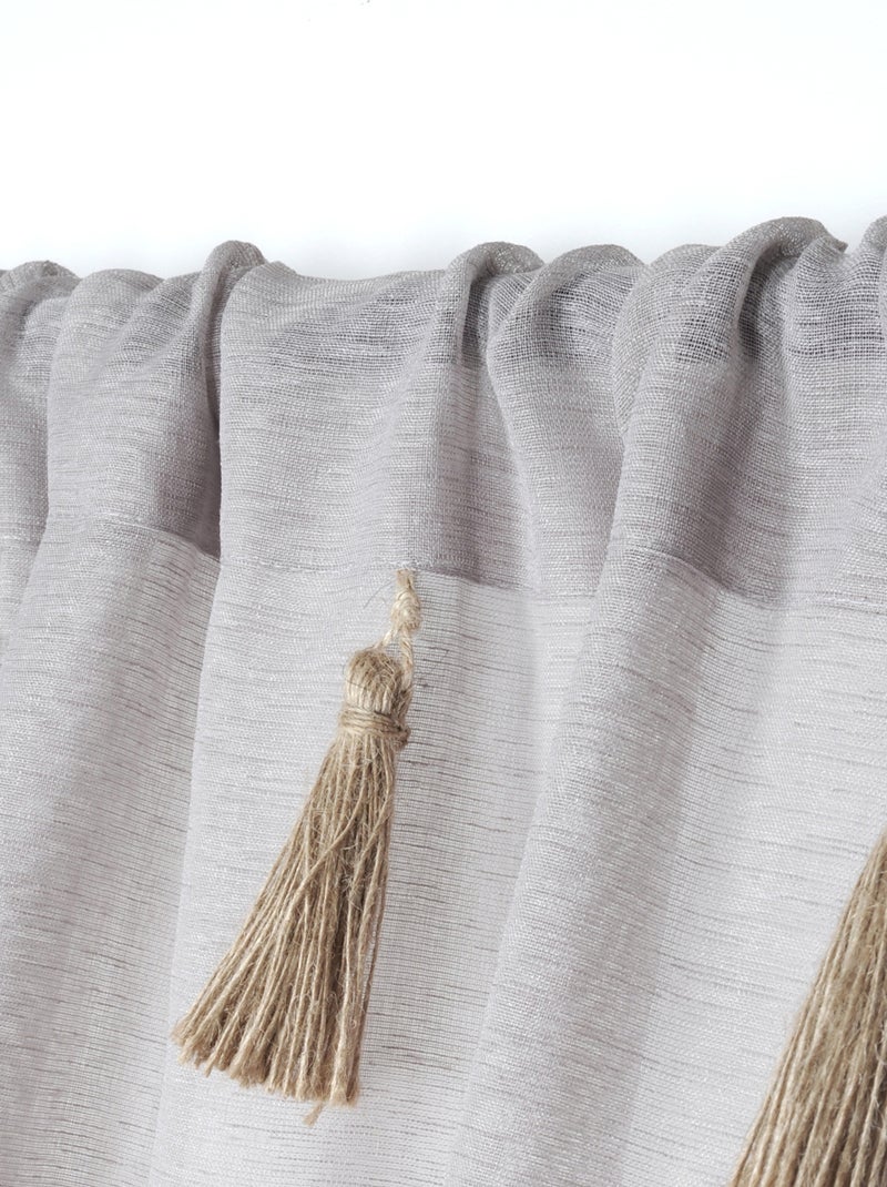 Voilage bohème à pompons en jute Bois naturel - Kiabi