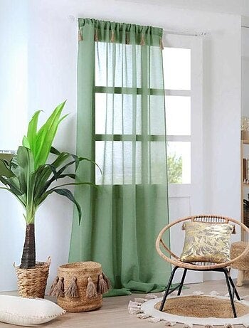 Voilage bohème à pompons en jute