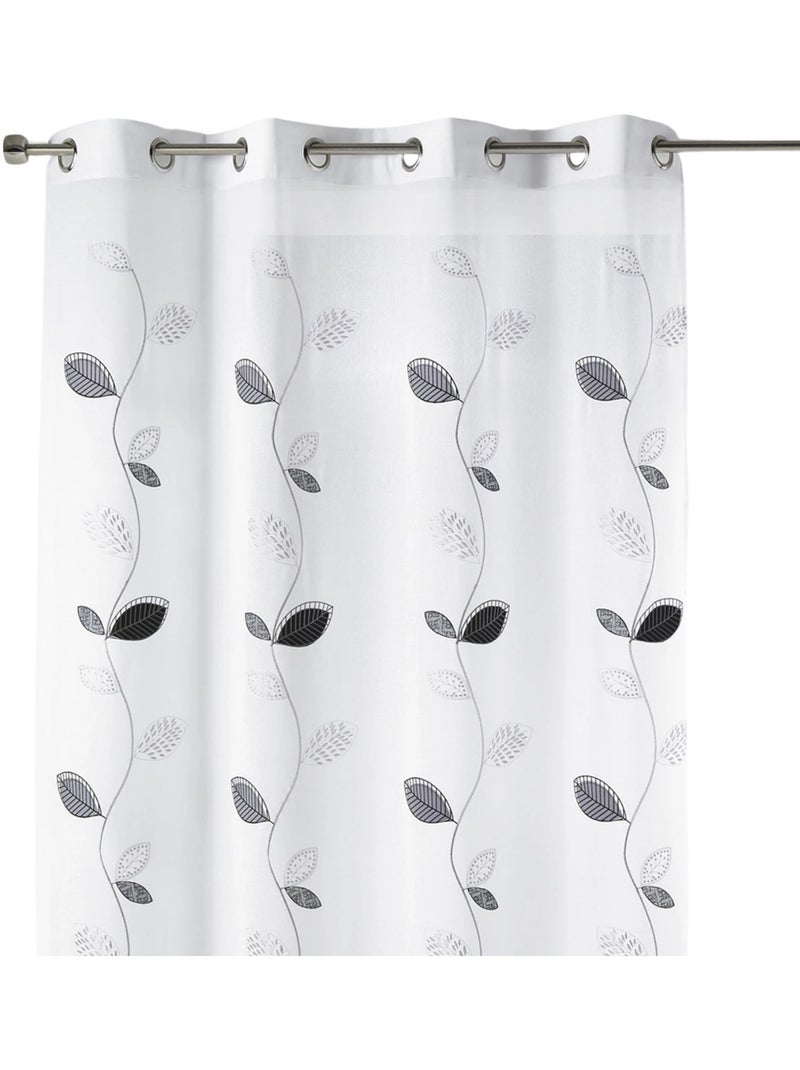 Voilage brodé à motifs de feuilles Blanc - Kiabi