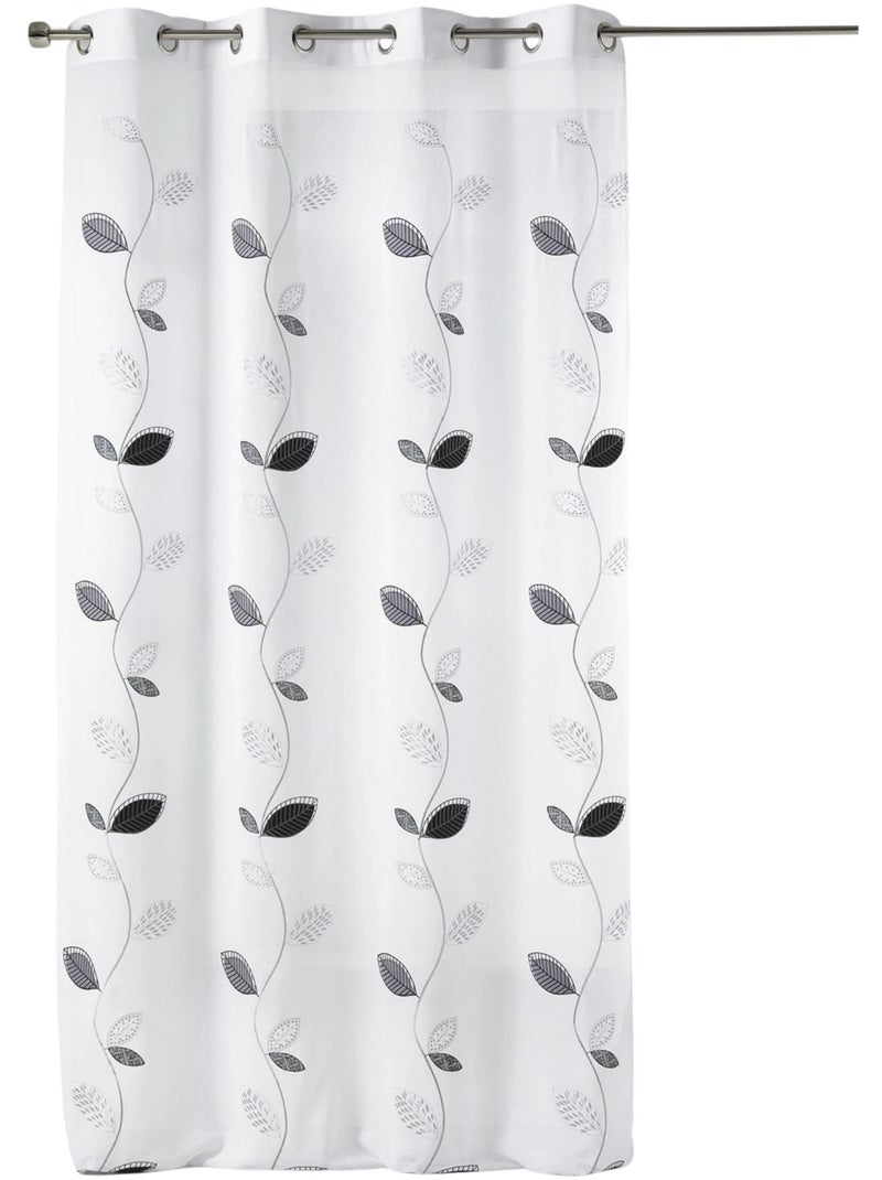 Voilage brodé à motifs de feuilles Blanc - Kiabi