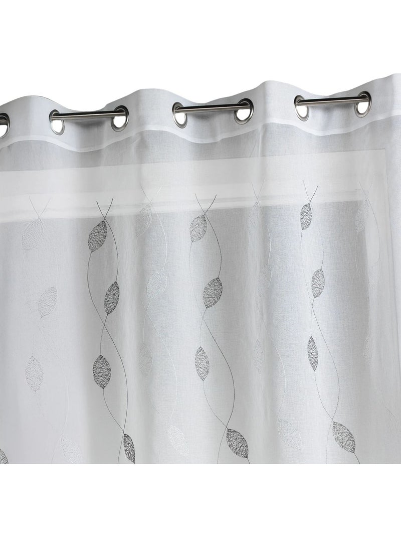 Voilage brodé à motifs feuilles Gris clair - Kiabi