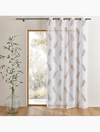 Voilage brodé à motifs feuilles