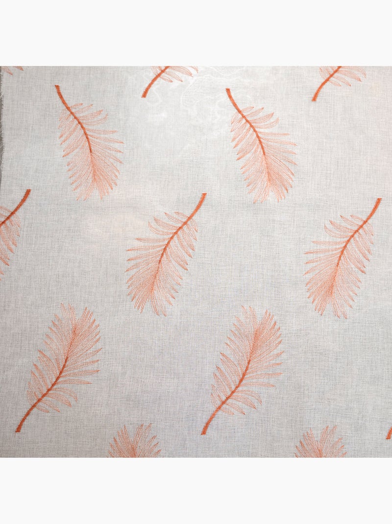Voilage brodé à motifs feuilles Terracotta - Kiabi