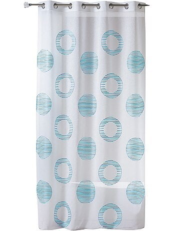 Voilage brodé à motifs ronds et cercles rayés